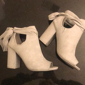 Bow Tie Back Open Toe Bootie